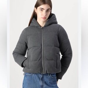 Hollister Gray Hooded fleece Puffer Jacket NWT